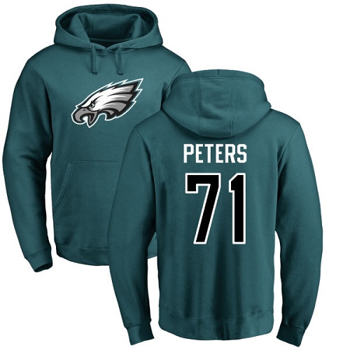 Men Philadelphia Eagles 71 Jason Peters Green Name and Number Logo NFL Pullover Hoodie Sweatshirts